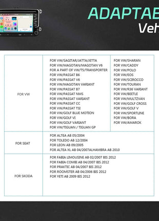 Podofo 6 + 128G 7 ''Car Stereo For VW/PASSAT/CADDY/POLO/BEETLE Multimedia Player Carplay Android Auto Type-C WIFI GPS Car Audio