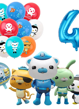 Decorazioni per Feste di Compleanno per Bambini Octonauts, Palloncini in Alluminio, Piatti di Carta, Sfondo con Capitano Oceanico, Pirata, Pinguino, Barnacles, Peso