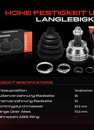 Frankberg 1x Set Giunto Semiasse Anteriore per VW Polo Audi A1 8X A2 8Z0 Seat Cordoba Skoda 6Q0498099EX 6C0498099B