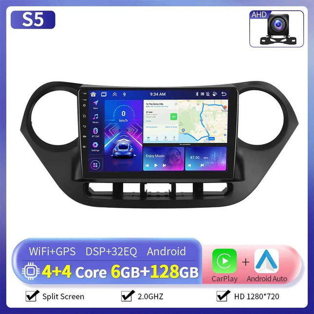 Camecho 6+128G Car Radio Wireless CarPlay Android Auto For Hyundai I10 2014-2017 Car Intelligent Systems GPS Stereo 4G WiFi RDS