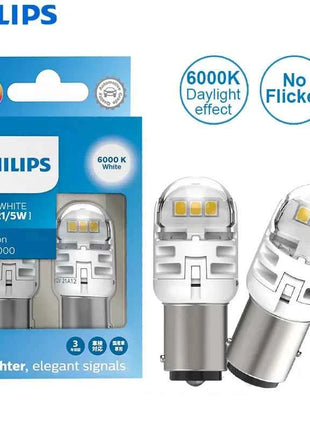 Philips Ultinon Pro6000 LED P21/5W 1157 S25 Two Contacts Amber Red White Car Turn Signal Stop Lamps No Flash Flicker Error Free