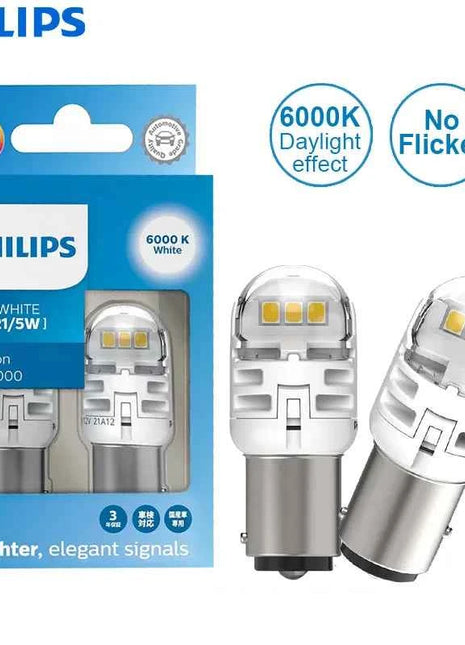 Philips Ultinon Pro6000 LED P21/5W 1157 S25 Two Contacts Amber Red White Car Turn Signal Stop Lamps No Flash Flicker Error Free