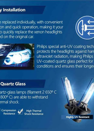 Philips 2pcs D1S D2S D2R D3S D4S Xenon HID Standard Car Head Light 35W 4200K Xenon White Original Bulbs Upgrade Lamps Germany