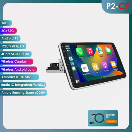 Hizpo 1din Car Stereo Radio Rotate Touch Screen For Universal Carplay GPS Navigation Bluetooth Android-auto WIFI Autoradio 7862