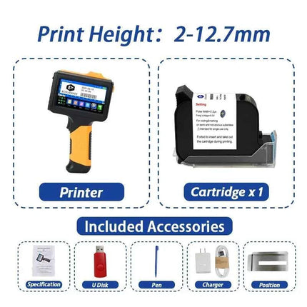 EURANNIT E19 12.7mm Portable Printer Handheld Thermal Inkjet Printer Portable Expire Date Counter QR Barcode Logo Coding Machine