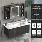Bathroom Vanity Cabinet Set with Integrated Ceramic Sink Drain Accessories Wall Mounted Aluminum Storage Cabinet Mirror Combo