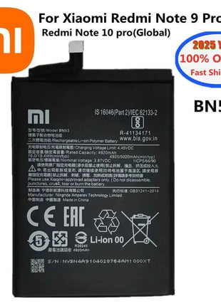 2025 Year 100% Original BN53 Battery For Xiaomi Redmi Note 10 pro 10pro / Redmi Note 9 Pro Redmi Note 9pro 5020mAh Phone Bateria