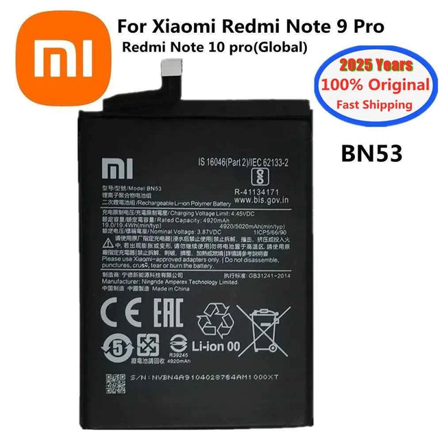 2025 Year 100% Original BN53 Battery For Xiaomi Redmi Note 10 pro 10pro / Redmi Note 9 Pro Redmi Note 9pro 5020mAh Phone Bateria