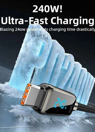 Cavo USB C a USB C da 240 W con PD 3.1, ricarica rapida, cavo intrecciato resistente per iPhone, MacBook Pro, Xiaomi, laptop, caricabatterie Type-C, cavo USB per Mac, cavo Power Delivery.