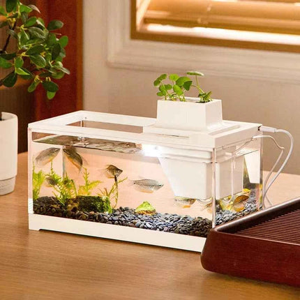 High Transmittance Fish Tank Aquarium Kits with Water Pump Heating Mat Lighting Desktop Decor For Shrimp Jellyfish Goldfish