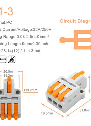 5/10PCS Universal Compact Wire Connector Quick Splitter Electrical Cable Terminal Block For 28-12AWG Small Wiring Connector