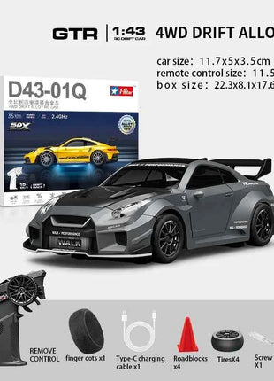 Professional 1:43 RC Drift Car with ESP Gyroscope Full Proportional Control 4WD Metal Body 2 Sets Tires for Realistic Drifting