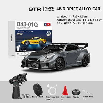 Professional 1:43 RC Drift Car with ESP Gyroscope Full Proportional Control 4WD Metal Body 2 Sets Tires for Realistic Drifting