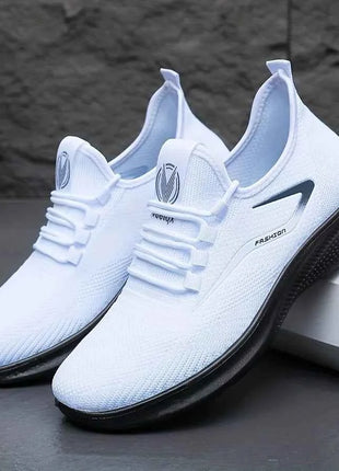 Scarpe da ginnastica in maglia da uomo leggere e traspiranti Scarpe da allenamento antiscivolo per la corsa di basket Scarpe sportive bianche nere Suola in PU