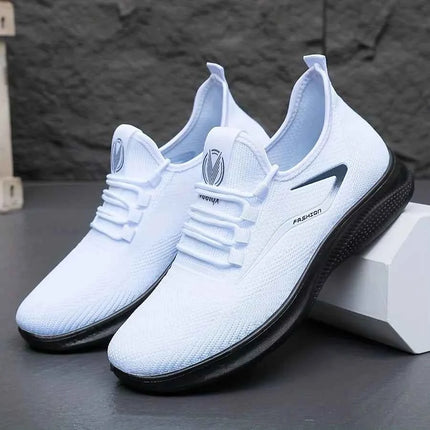 Scarpe da ginnastica in maglia da uomo leggere e traspiranti Scarpe da allenamento antiscivolo per la corsa di basket Scarpe sportive bianche nere Suola in PU