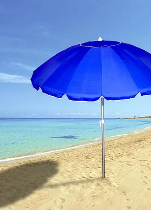 Ombrellone da Spiaggia con Diametro da 240 cm ed 8 Stecche in Fibra Vetro - Ombrello Mare con Sacca Tracolla - BLU