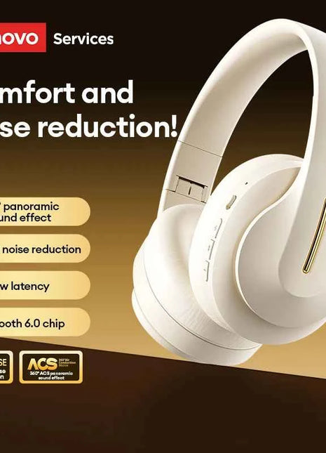 NEW Lenovo LES-107 Wireless Bluetooth 6.0 Headset Dolby Surround Sound Gaming Headphones AUX Wired Foldable Headset 26H Playtime