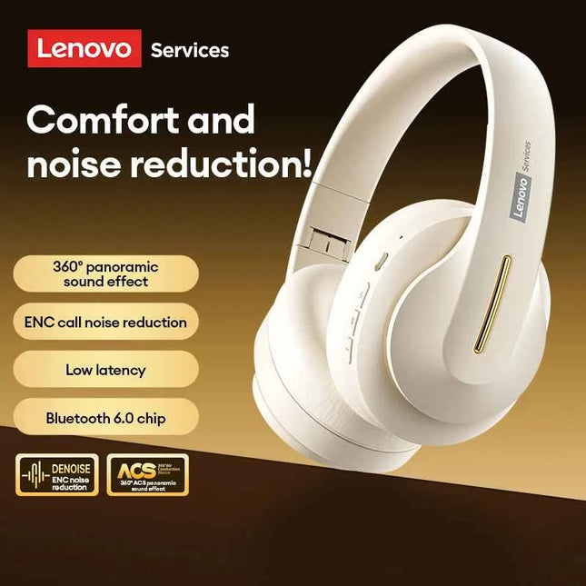 NEW Lenovo LES-107 Wireless Bluetooth 6.0 Headset Dolby Surround Sound Gaming Headphones AUX Wired Foldable Headset 26H Playtime
