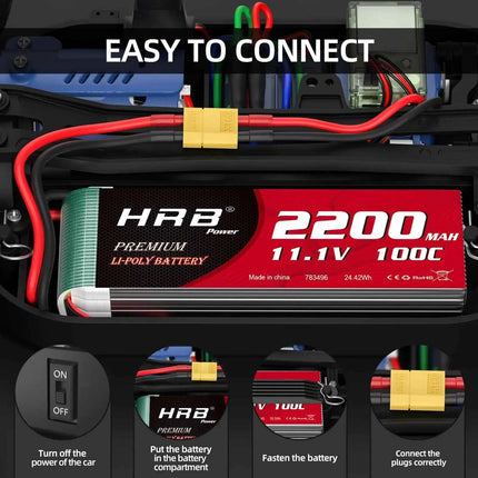 HRB 3S Lipo Battery 11.1V 2200mah 100C XT60 For Axial SCX10 Airplanes FPV Drone Racing Car Boat RC Parts
