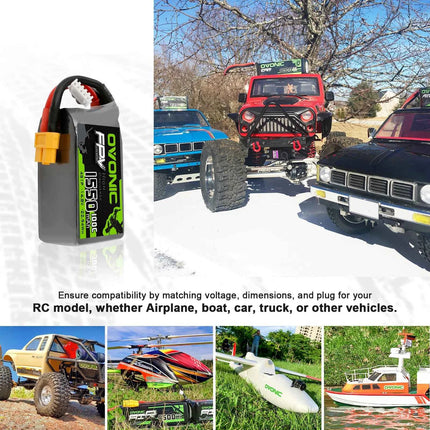 OVONIC 4s Lipo Battery 100C 1550mAh 14.8V Lipo Battery Soft Case with XT60 Connector for FPV(4 Packs)
