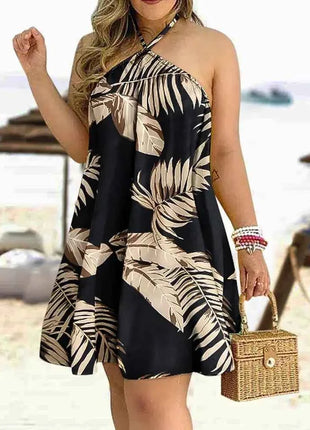 Abito con scollo all'americana con stampa floreale Abito halter senza schienale Boho per abbigliamento da donna primavera estate