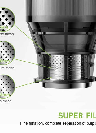 BioloMix Cold Press Juicer,with 130mm Feed Chute,Fit Whole Fruits & Vegetables,High Juice Yield,BPA FREE Slow Masticating Juicer