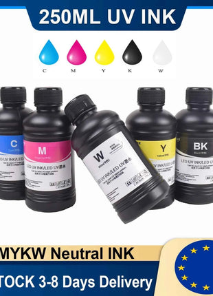 UV Ink LED UV Printer INK for UV Printer 1390 L1800 L800 XP600 TX800 L805 UV Flatbed Printer 250ML/500ML CMYKW UV Neutral Ink