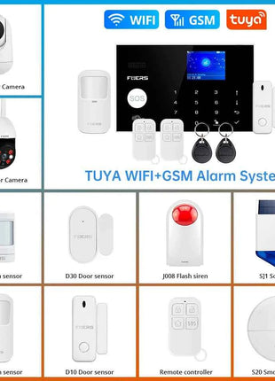 FUERS G30 FAI DA TE Tuya Smart WIFI Sistema di Allarme GSM Sistema di Allarme di Sicurezza Domestica Senza Fili Sirena di Controllo Rilevatore di Movimento Sensore di Fumo