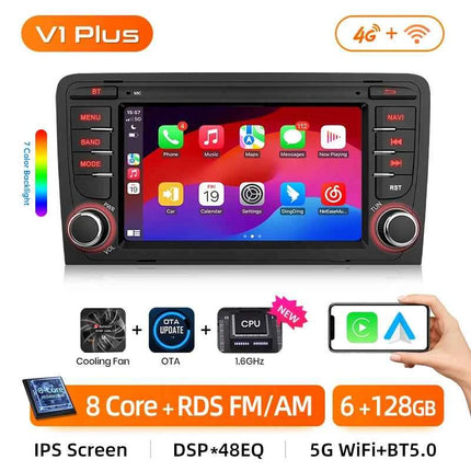 Junsun 7'' Wireless CarPlay Android Auto Car Radio Multimedia For Audi A3 8P S3 2003-2012 4G WiFi GPS Navigation Autoradio
