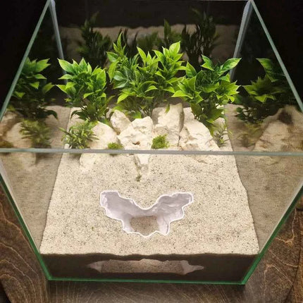 3D Printed Underground Cave Hideout Multi-use for Reptiles Gecko Lizard & Aquatic Pets Fish Shrimp Tank Terrarium Decor