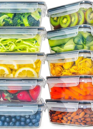 Kitchen Food Contianers Set, Microwave Dishwasher Safe BPA FREE 10pcs 840ML Containers Set With 10stickers and Marker
