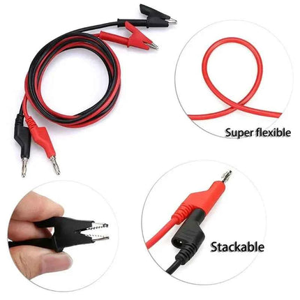 2Pcs 1M Double End Test Lead Wire Line Electrical Voltage 4mm Banana Plug Alligator Clip Crocodile 15A Multimeter DIY Test Wires