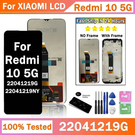 Schermo da 6,58" per Xiaomi Redmi 10 5G Display LCD Touch Screen digitale con cornice per Redmi 10 5G 22041219 G, 22041219 NY