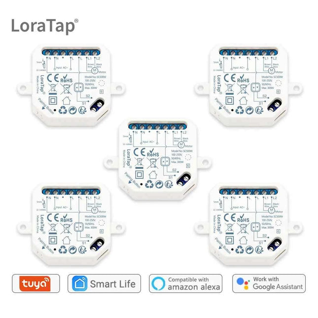 Tuya Smart Life WiFi Curtains Switch Connected Roller Shutters Control Blinds Motor Google Home Alexa Electric Window LoraTap