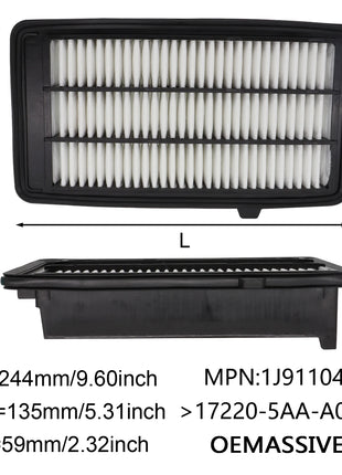 Set combinato di filtri aria motore e abitacolo per Honda CR-V Civic 1.5 Turbo 2016-2020 Filtro antipolline 17220-5AA-A00 80292-TF0-G01