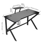 100 x 55 cm Gaming Desk, Ergonomic Gaming Desk with Cup Holder and Headphone Hook, Computer Desk, Black Gaming Table