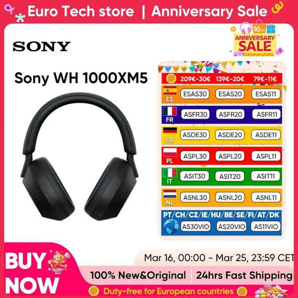 Sony WH-1000XM5 Wireless Noise Canceling Headphones 30 Hour Battery Integrated Processor V1 Soft Fit Leather 4 Microphones Black