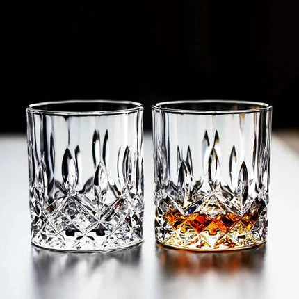 Set Bicchieri Whiskey in Vetro Crystal 230ml con Rilievi Trasparenti per Bar e Casa