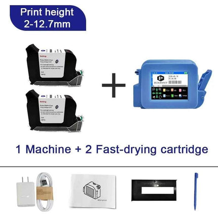 EURANNIT XMINI 12.7mm Portable Mini Inkjet Printer with Fast Dry Ink for Logo Expire Date QR Barcode Batch Number Label Printer