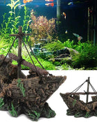 Resin Aquarium Ornament Wreck Sunk Ship Landscape Sailing Boat Cave Fish Playing Toys Fish Tank Decoration Aquarium Accessories
