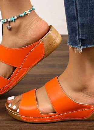 Sandali da donna Sandali estivi casual con tacco Scarpe da donna Sandali con plateau basso Pantofole da esterno per interni Calzature estive con tacco