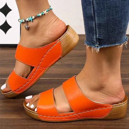 Sandali da donna Sandali estivi casual con tacco Scarpe da donna Sandali con plateau basso Pantofole da esterno per interni Calzature estive con tacco