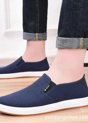 Men's Canvas Sneakers Casual Slip-On Vulcanized Lightweight Flat Shoes Affordable Free Shipping