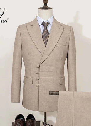 ST Cassy Elegant mens suits for wedding Slim fit Double Breasted Multiple buttons Casual Business Two-piece dress party outfit