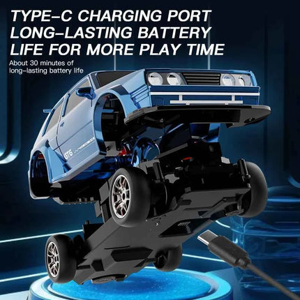 KF30 1:43 4WD RC Car With Gyroscope & Dual Motor System 2.4G Full-Proportional RC High Speed Racing Car LED Lights Toys Gifts