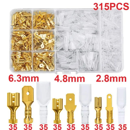 120/315/1000 pezzi Scatola per cavi maschio e femmina, cavo isolato, connettore maschio, kit pala terminale a crimpare elettrico da 2,8/6,3 mm