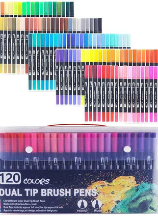 Set Pennarelli Manga Dual Tip 12/24/36/120 Colori Acquerello Fineliner per Calligrafia e Arte