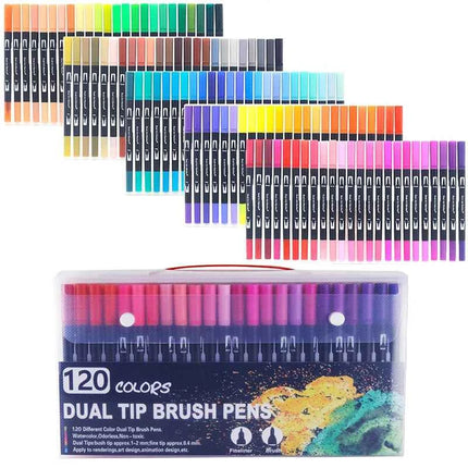 Set Pennarelli Manga Dual Tip 12/24/36/120 Colori Acquerello Fineliner per Calligrafia e Arte