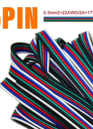 1m/5m/10m 2PIN 3PIN 5PIN 6PIN LED Wire Cable 22AWG Electric Wires Extension For WS2812B WS2811 5050 RGB RGBW LED Strip Light