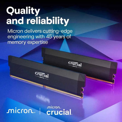 Crucial Pro DDR5 RAM 16GB/2x16GB 6400MHz CL38, Overclocking Desktop Gaming Memory, Intel XMP 3.0 & AMD Expo Compatible –Black